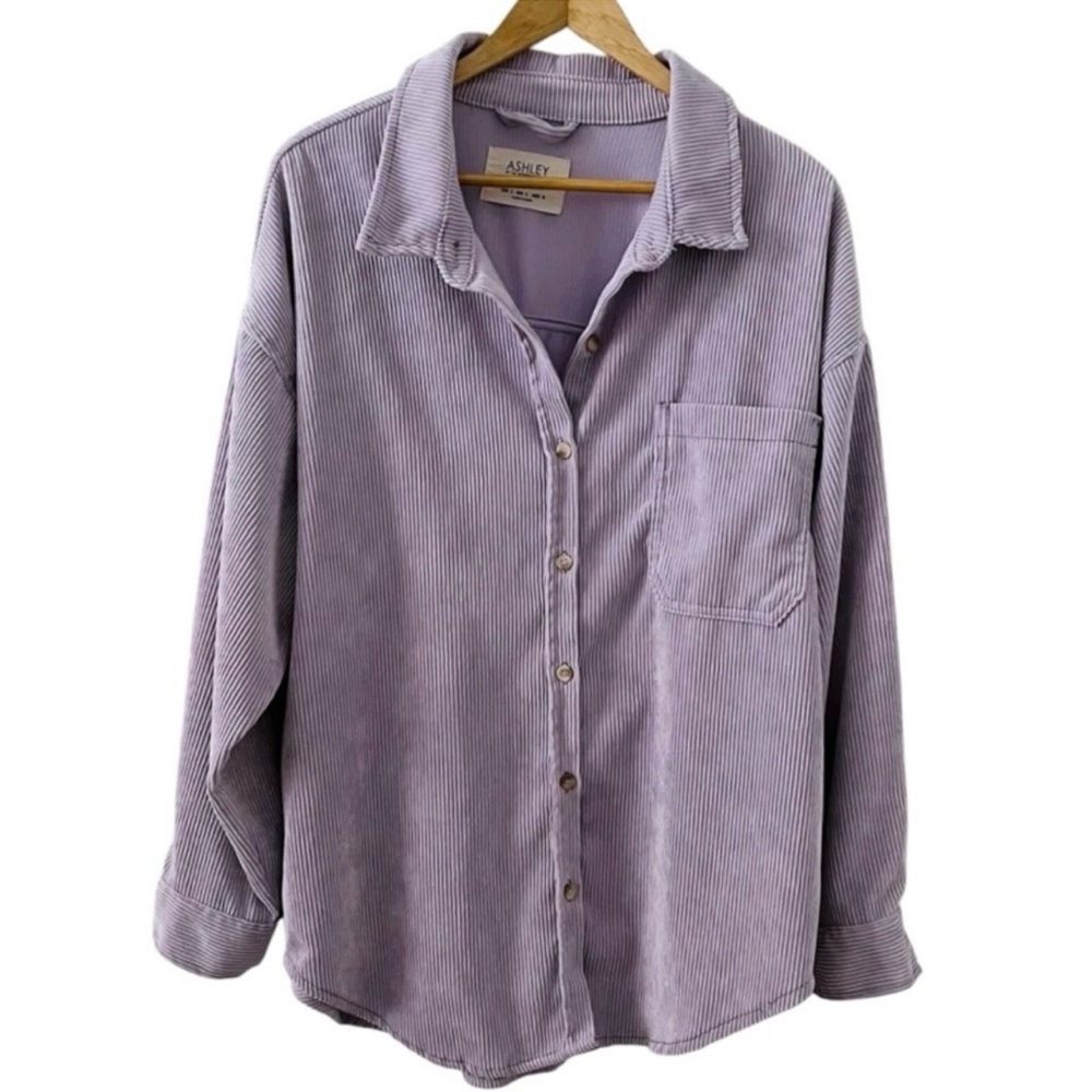 Ashley Wide Wale Corduroy Shirt Jacket Shacket Purple Lilac Large